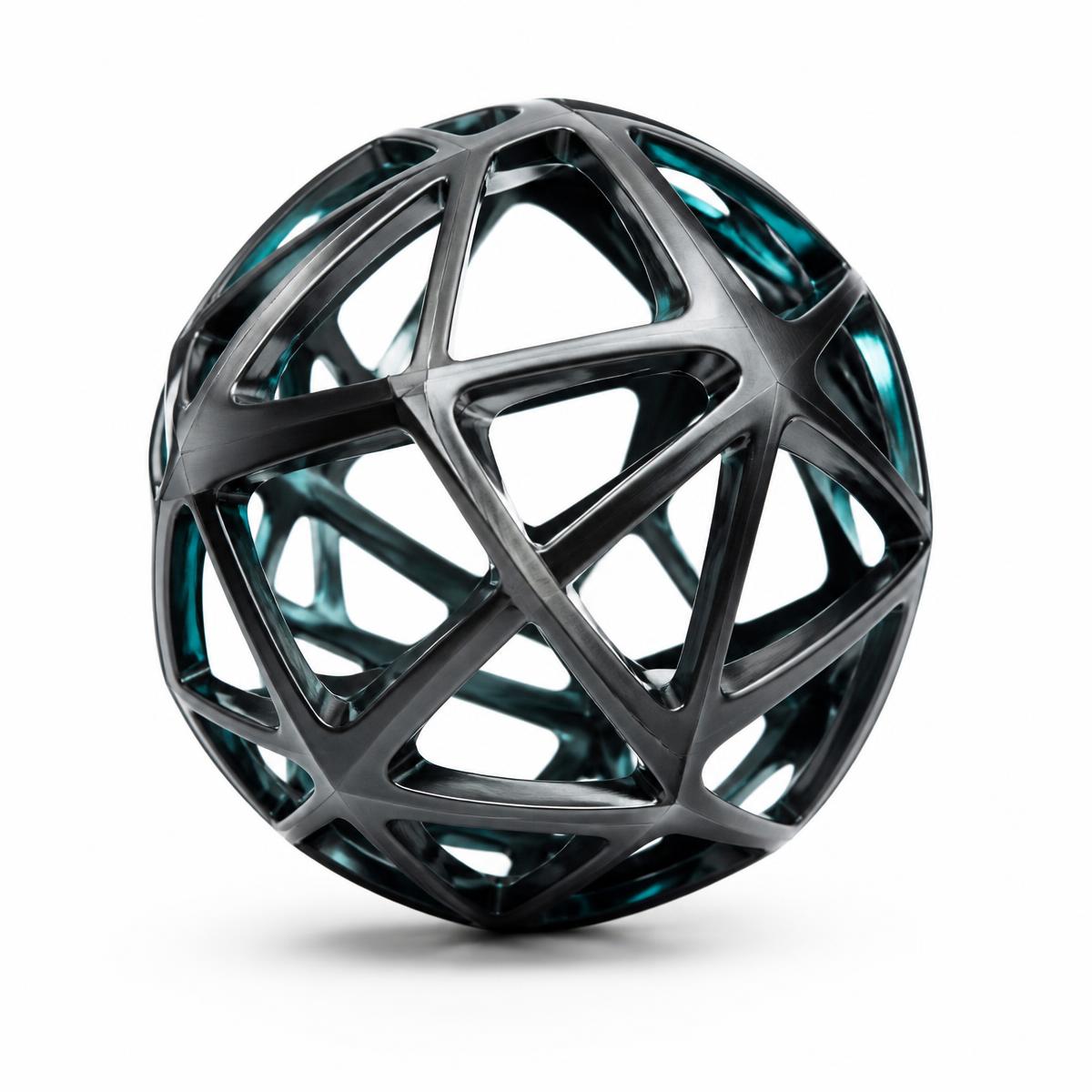Abstract metallic lattice sphere representing Salvocore's modular technology core